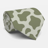 Sage Green Koe Print Stropdas (Opgerold)