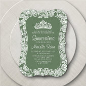 Sage Green Lace Quinceañera Kaart