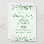 Sage Green Leaf Invitations d'anniversaire (Devant)