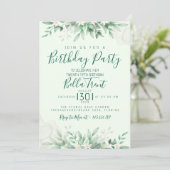 Sage Green Leaf Invitations d'anniversaire (Debout devant)