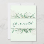 Sage Green Leaf Invitations d'anniversaire (Dos)
