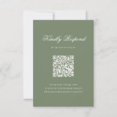 Sage Green Leaf Monogram Crest QR Code Huwelijk RSVP Kaartje (Voorkant)