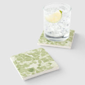 Sage Green Leaf Pattern,  geïnspireerd Stenen Onderzetter (Zijkant)