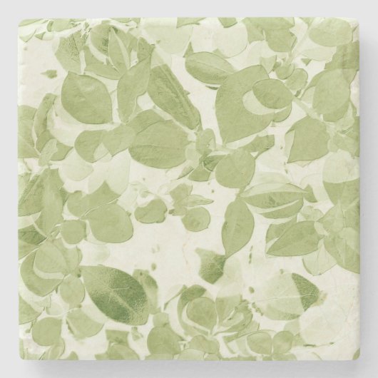 Sage Green Leaf Pattern,  geïnspireerd Stenen Onderzetter (Voorkant)