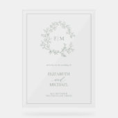 Sage Green Leafer Crest Monogramme Mariage de bien (Recto)