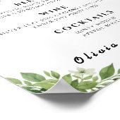 Sage Green Leafs Bar Menu Trouwhandtekening Drink Poster (Hoek)