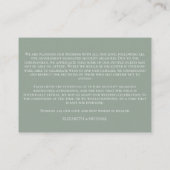 Sage Green Leafy Crest Monogram Coronavirus Detail Informatiekaartje (Achterkant)