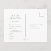 Sage Green Leafy Crest Monogram Vertraging Datum I Uitnodiging Briefkaart (Achterkant)