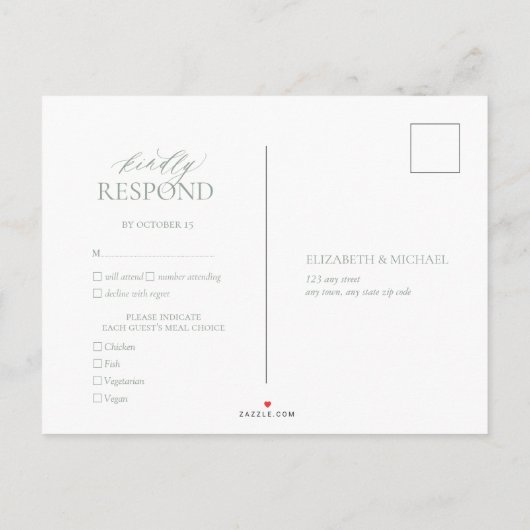 Sage Green Leafy Crest Monogram Vertraging Datum I Uitnodiging Briefkaart (Achterkant)