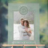 Sage Green Leafy Crest Monogramme Mariage photo (Neutre)