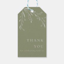 Sage Green Leaves en Berries Wedding Favor Labels