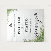 Sage Green Leaves Greenery Wedding Welkomstbord Wandkleed (Voorkant (horizontaal))