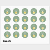 Sage Green & Lemon Script Cooking Custom Name Ronde Sticker (Vel)