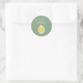 Sage Green & Lemon Script Cooking Custom Name Ronde Sticker (Tas)