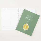 Sage Green & Lemon Script Modern Planner Diary (Display)