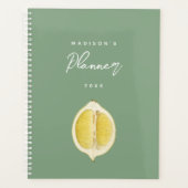 Sage Green & Lemon Script Modern Planner Journal (Devant)