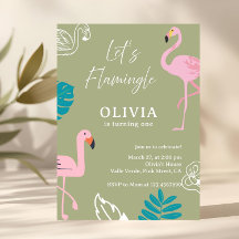 Sage Green Let’s Flamingle Flamingo Birthday