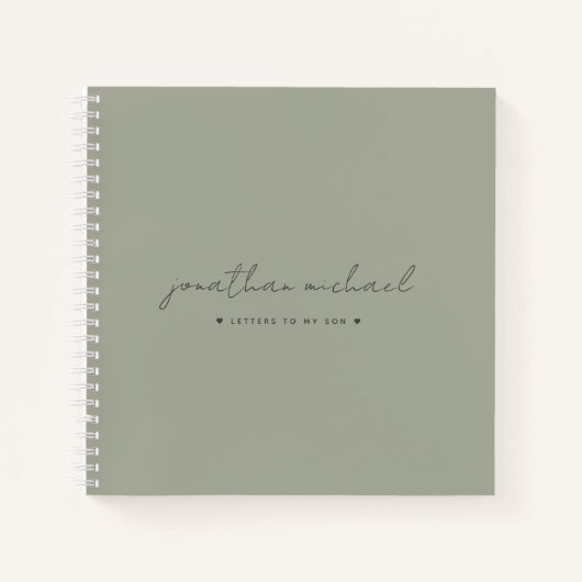 Sage Green Letters naar My Son Memory Keepomwille Notitieboek (Voorkant)