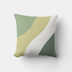 Sage Green, Light Brown, White Wave Kussen