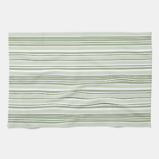 Sage Green (Light, Medium, Dark) and White Stripes Theedoek
