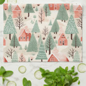 Sage Green Light Pink Pine Cones Daken en bomen Theedoek (Gevouwen)