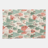 Sage Green Light Pink Pine Cones Daken en bomen Theedoek (Horizontaal)