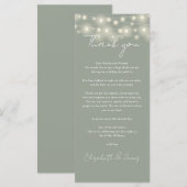 Sage Green Lights Wedding Bedankt Place Card Menu (Voorkant / Achterkant)