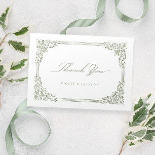Sage Green  Lijst Elegant Script Bedankkaart