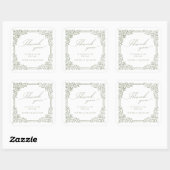 Sage Green  Lijst Elegant Script Bedankt Vierkante Sticker (Vel)