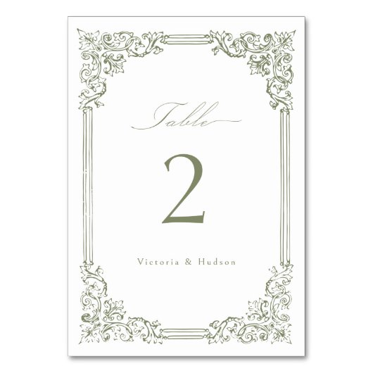 Sage Green Lijst Elegant Script Wedding Kaart (Voorkant)
