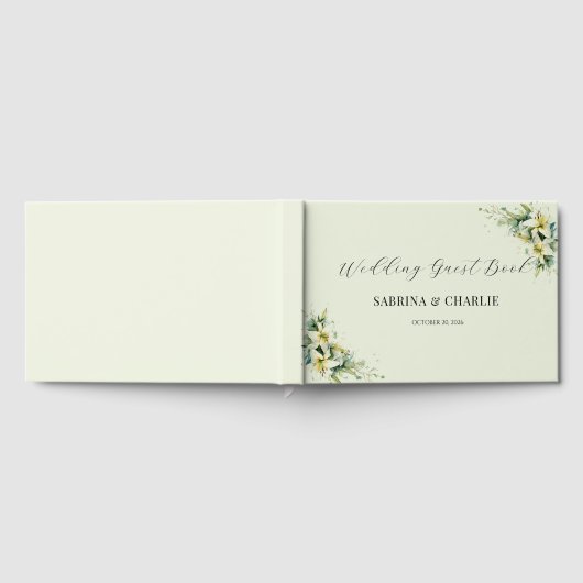 Sage Green Lily Valley Elegant Floral Gastenboek (Volledig)