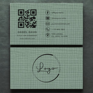 Sage Green Linen Company Logo QR-code Visitekaartje