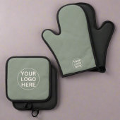 Sage Green Logo Professioneel merk Ovenwant & Pannenlap Set