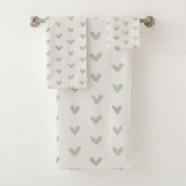Sage Green Love Hearts Motif sur Offwhite (En situation)