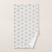 Sage Green Love Hearts Motif sur Offwhite (Serviette à main)
