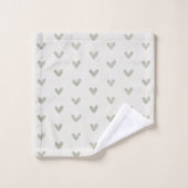 Sage Green Love Hearts Motif sur Offwhite (Gant de toilette)