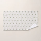 Sage Green Love Hearts Motif sur Offwhite (Serviette à main)