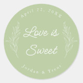 Sage Green Love is Sweet Faveur Sticker (Devant)