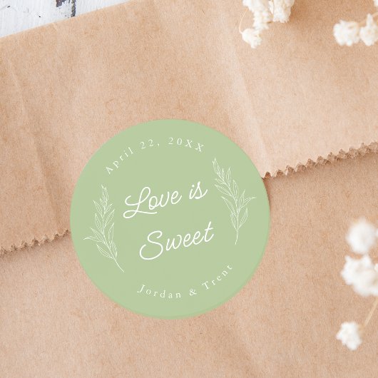 Sage Green Love is Sweet Faveur Sticker