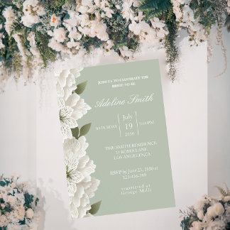Sage Green Luxury Floral Elegant  Bridal Shower Kaart