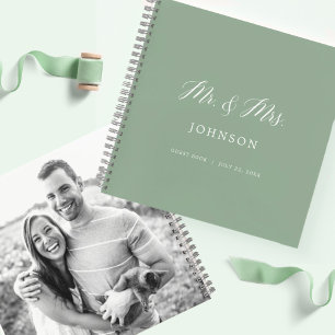 Sage Green M. & Mme Photo Mariage Livre d'invité