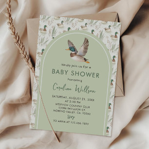 Sage Green Mallard Duck Baby shower Uitnodiging