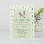 Sage Green Mallard Duck Boy Baby shower Uitnodigin Kaart (Staand voorkant)