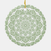 Sage Green Mandala Boho Chic Flower Keramisch Ornament (Achterkant)