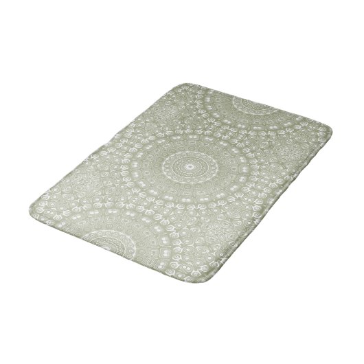 Sage Green Mandala Pattern Badmat (Gekanteld)