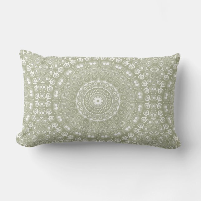 Sage Green Mandala Pattern Kussen (Voorkant)