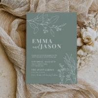 Sage Green Mariage Floral Invitation