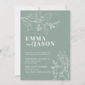 Sage Green Mariage Floral Invitation (Devant)