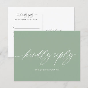Sage Green Mariage Menu Choix Carte postale RSVP