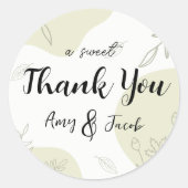 Sage Green Mariage Merci Stickers (Devant)